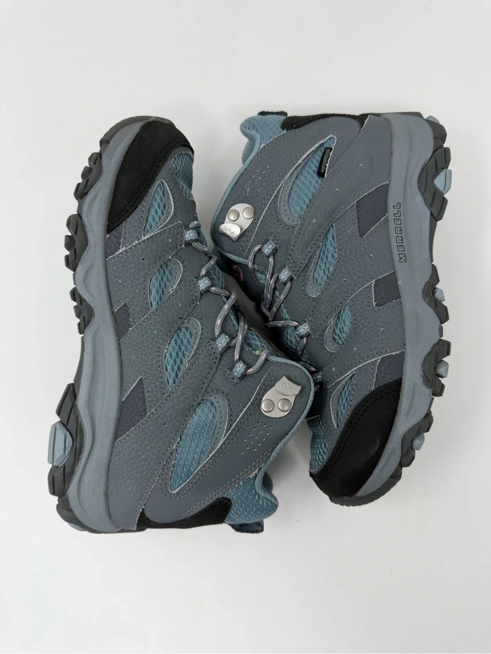 Merrell kids Gray & Blue Hiking Boots with Pink Logo Accent Sz.4.5